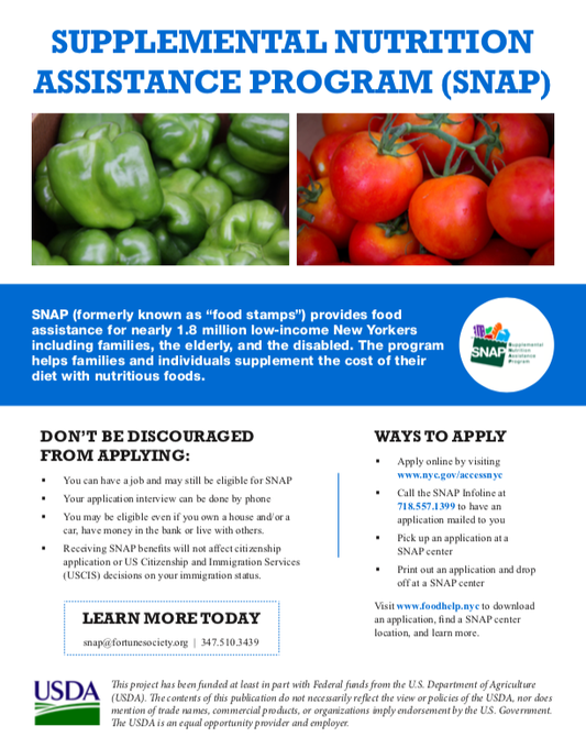 thefortunesoc's tweet photo. SNAP provides food assistance for low-income New Yorkers, supplementing the cost of their diet with healthy foods.
Learn about #SNAP eligibility and how to apply in our flyers below, in English, Spanish and Mandarin.
Click here to learn more: https://t.co/TI5LtZ0ski https://t.co/SALPjJAvZe