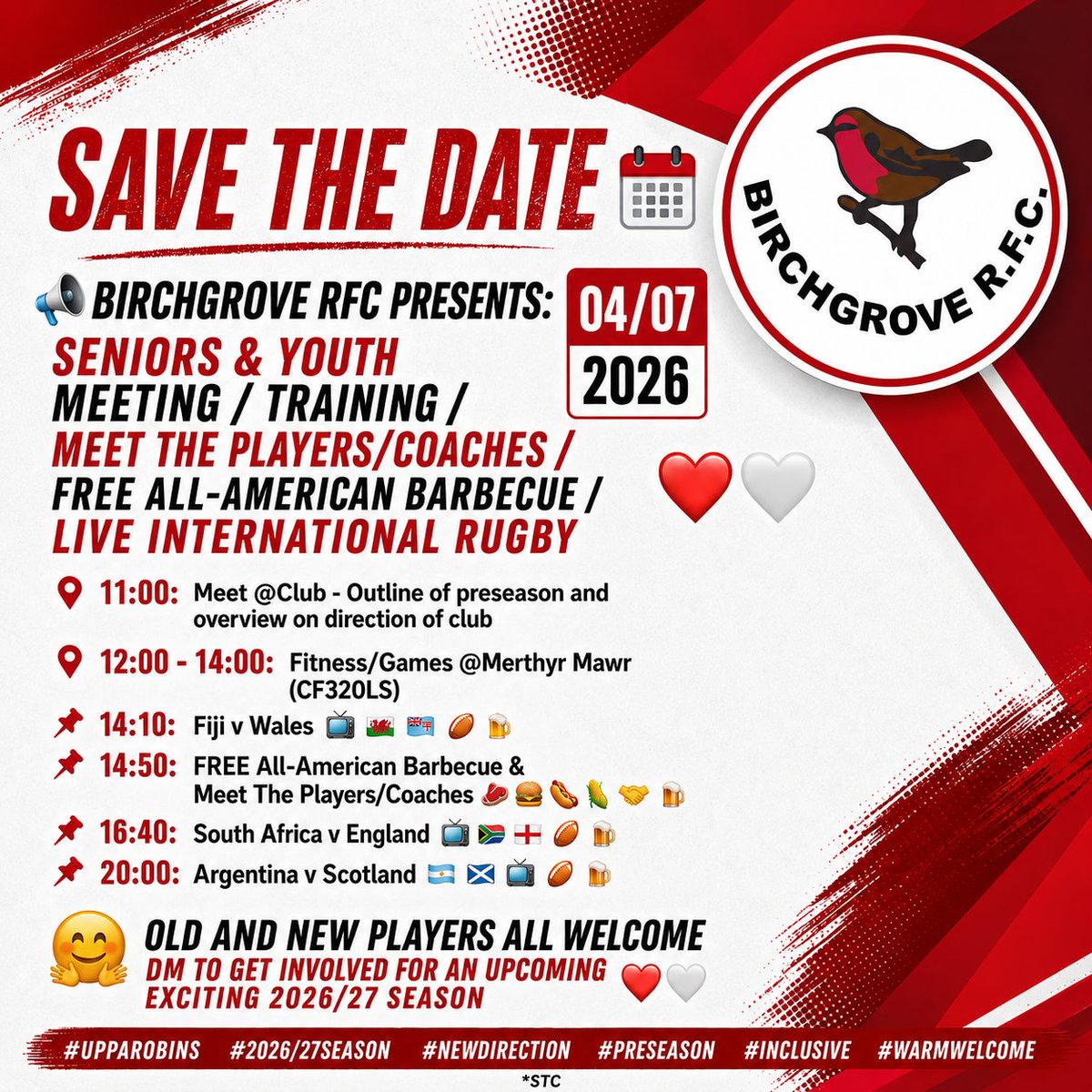 Birchgrove_RFC's tweet photo. Old &amp; new welcome , work hard play hard 🔴⚪️🏉🏴󠁧󠁢󠁷󠁬󠁳󠁿👊 https://t.co/UFRWUgtDmD