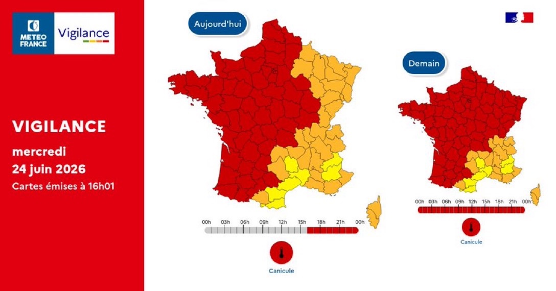 CerfiaFR's tweet photo. 🚨🇫🇷🥵 ALERTE INFO | La France vient de vivre sa journée la plus CHAUDE jamais enregistrée, battant déjà le record d’hier. https://t.co/QLe3fs1laf