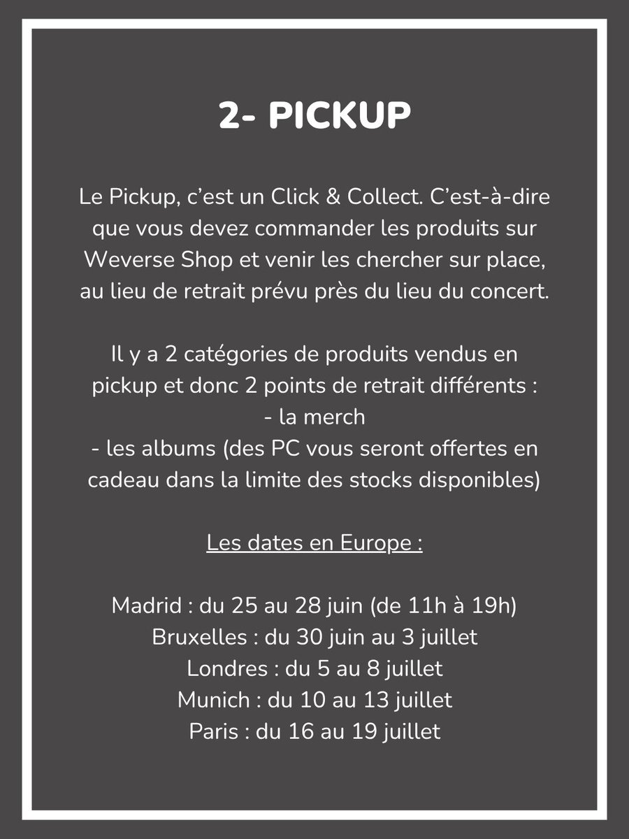BTS_French_Alex's tweet photo. Voilà comment va fonctionner le Pickup à Paris. Sur Weverse, quand on valide son panier, on voit une taxe. Il s'agit de la TVA de 20 % qui s'applique toujours sur les produits achetés. On a l'habitude de ne pas la voir car elle est incluse dans les prix TTC.... https://t.co/bjfXWE9FS6