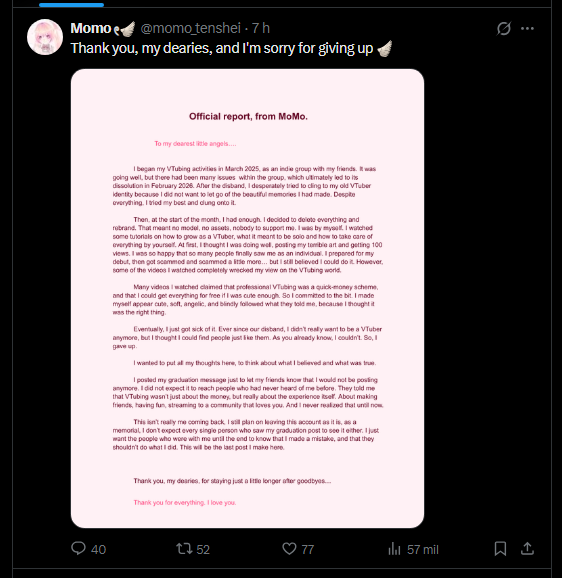 taverna8684's tweet photo. 🚨🔥 VTuber “Graduates” and Sparks Community Controversy 😳💥
https://t.co/dT8O52sVs4
https://t.co/2vRKvUeyyz
#Vtuber #Vtuberindie #VtuberGraduetion #VtuberCommunity #T4VERNA https://t.co/s0o3veVu5T