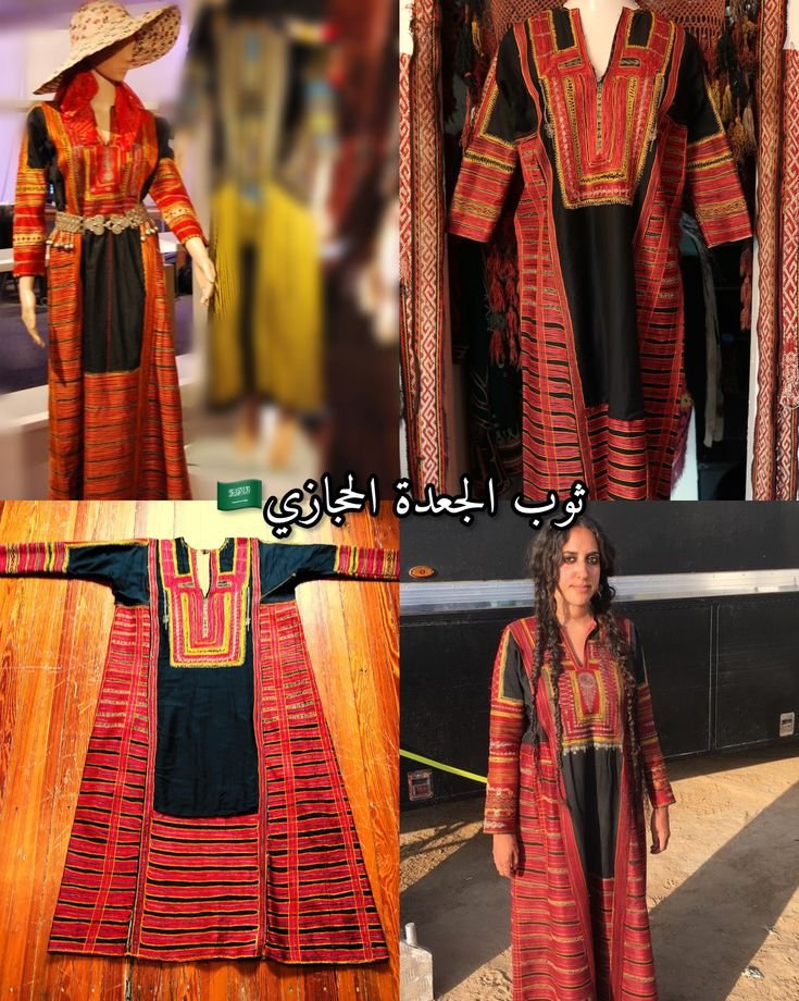 7Athila's tweet photo. ثوب الجعدة والناصري من الأزياء السعودية التراثية الحجازية وخاص بقبائل الطائف الجنوبية وبالأخص بلحارث وكذلك تتواجد أزياء مشابه له عند بني سعد ومالك وكل هالقبائل الثلاث تتشارك بنفس التطريز الطائفي واللي يميز هالتطريز إنه خاص بمنطقة محددة أول ماتشوفه تعرف مباشرة إنه لجنوب الطائف✨️ https://t.co/0rBVJc4vPX