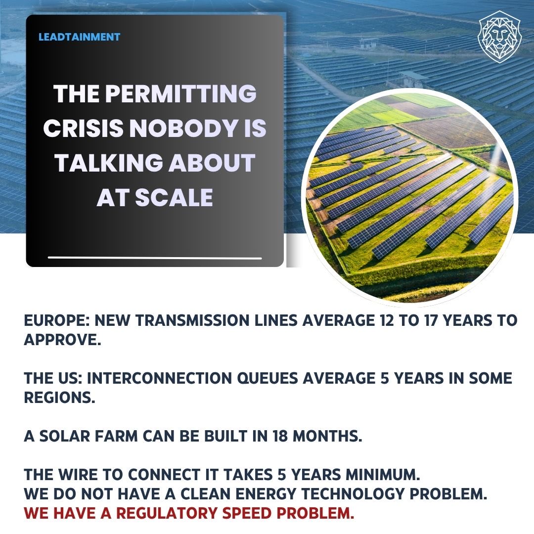 LeadTainment's tweet photo. And it is the biggest real bottleneck in the entire transition.

#RenewableEnergy #GridInterconnection #CleanEnergy #EnergyPolicy https://t.co/3wJpyj5Vur