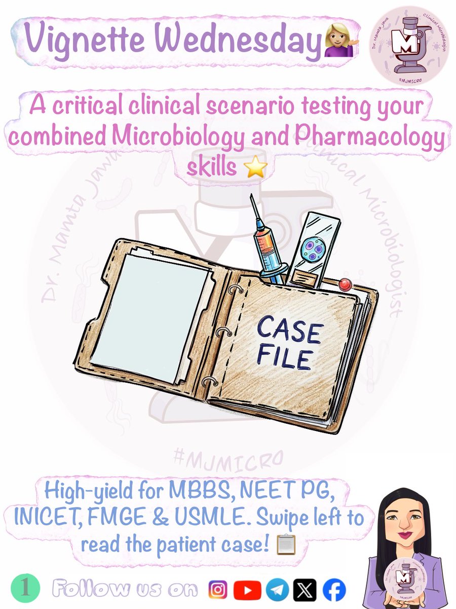 MJ_MICRO's tweet photo. Vignette Wednesday 💁🏼♀️ (Slides 5 & 6 in comments) ✅🧿
#MamtaJawa #MJMICRO #MedTwitter #MedX #MedTwt #microbiology #mbbs #neetpg #inicet #fmge #usmle #microtwitter https://t.co/dMpl046wFV