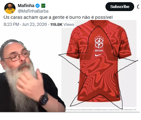 DivComedia1996's tweet photo. Rapaz... não adianta.
PTista sempre tentando enganar o POVO.
Já não bastou o Capeta na camisa azul?
@CBF_Futebol @Nike @FIFAcom @FIFAWorldCup https://t.co/pXcJmidwDn
