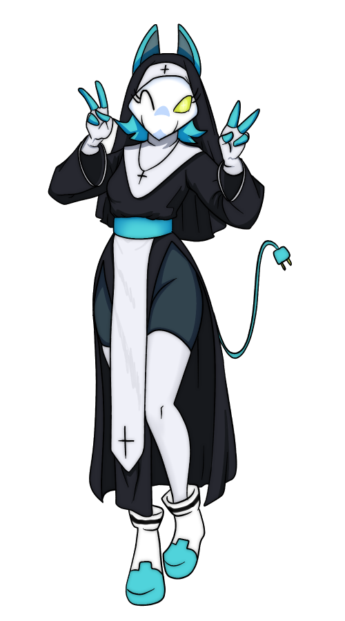 Purplekatsnek's tweet photo. Deltarune chapter 5. Nun Tasque. Toby has some wish fulfillment going on so far. 
#deltarune #tasque #manager #chapter5 #fanart https://t.co/vfAM82ZsMJ