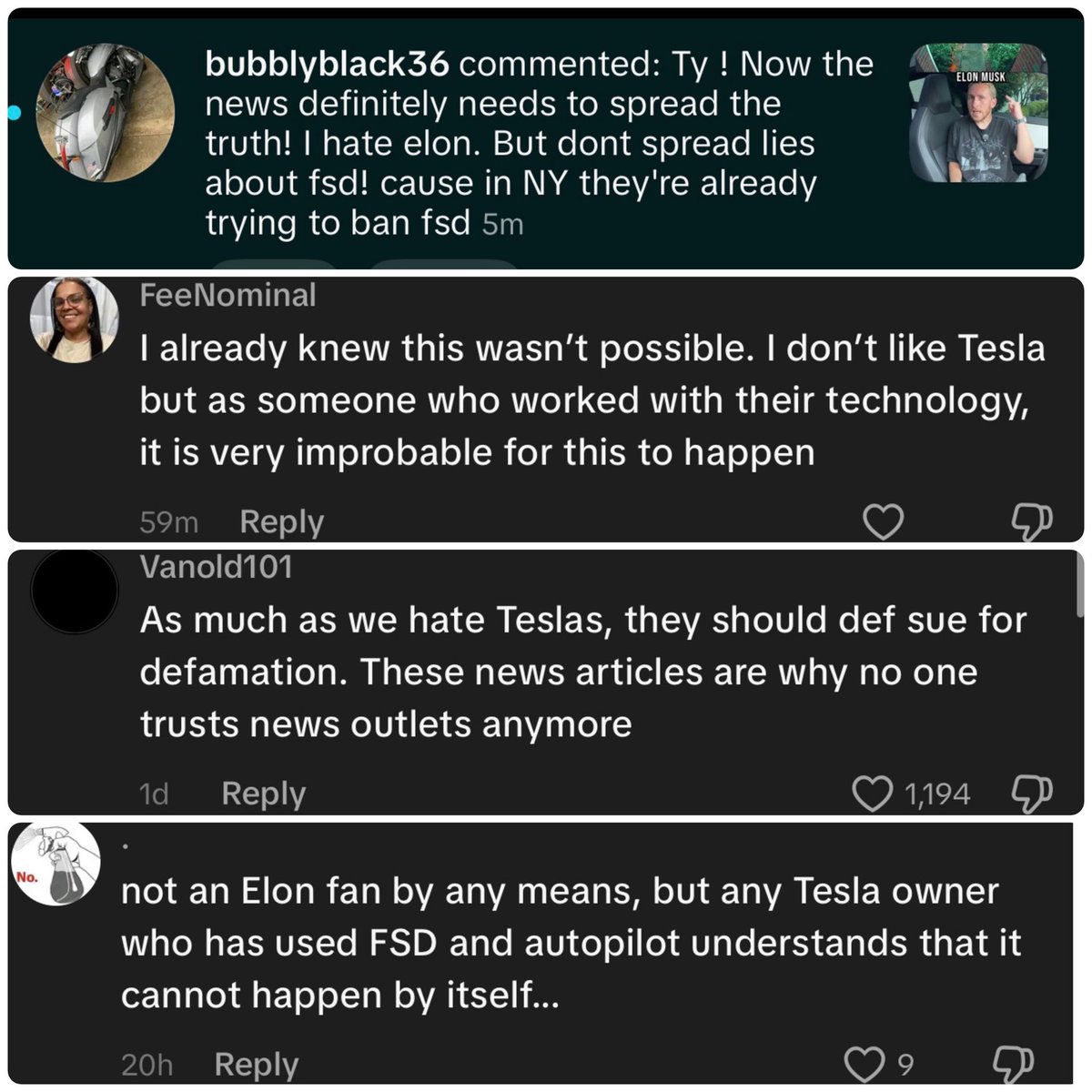 jeremyjudkins_'s tweet photo. I love that people have to give a disclaimer that they hate Tesla/Elon Musk but they do believe self-driving is safe. 

I’ll take it. We are making progress. https://t.co/nzN0GfgVPO