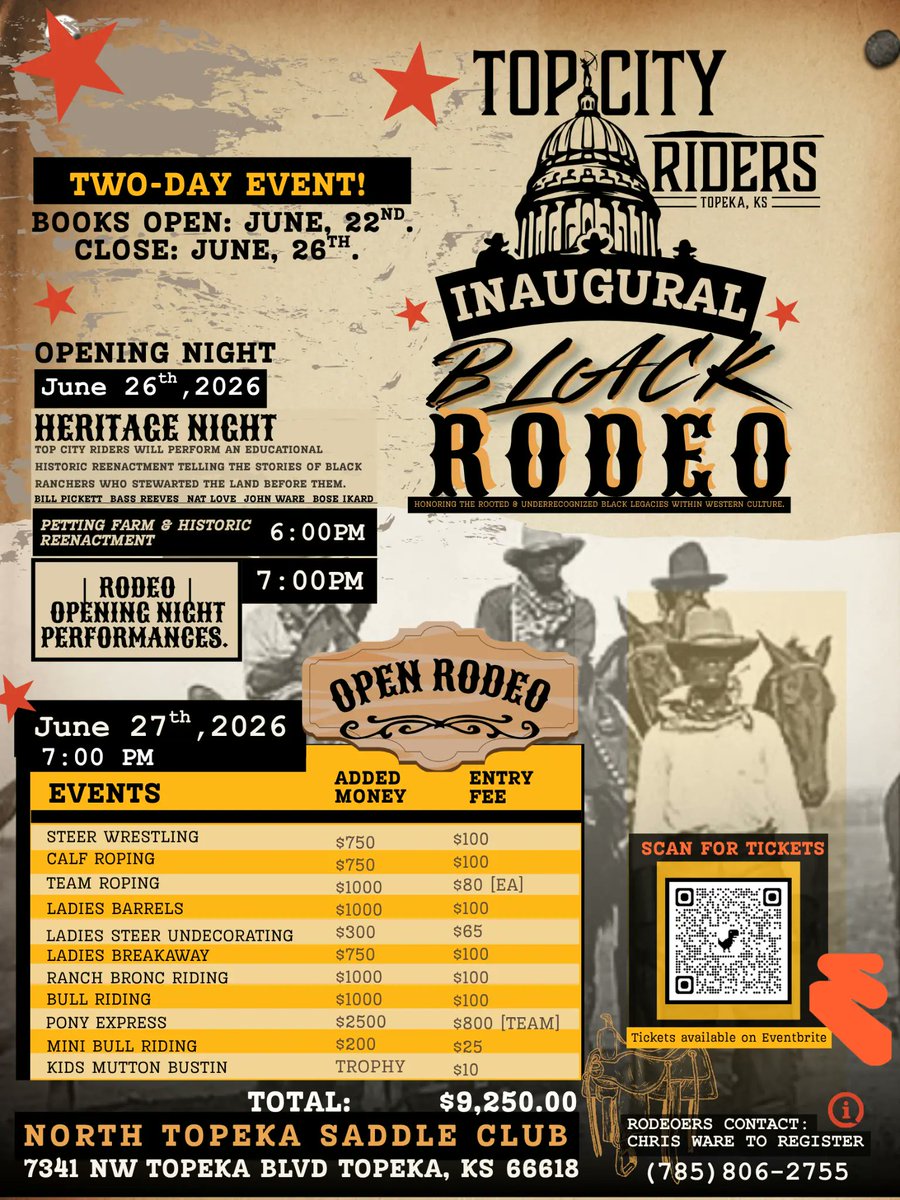Hot103Jamz's tweet photo. The TOP CITY RIDERS Inaugural BLACK RODEO is HERE! The books are open, and opening night is Friday, June 26th! Get your 🎟️ https://t.co/IE0fwoi38Y 👈🏾 Don't miss the EPIC 2 DAY EVENT! #topcity #blackrodeo #rodeo #kansascity #saddleup https://t.co/MrvQTc9DMa