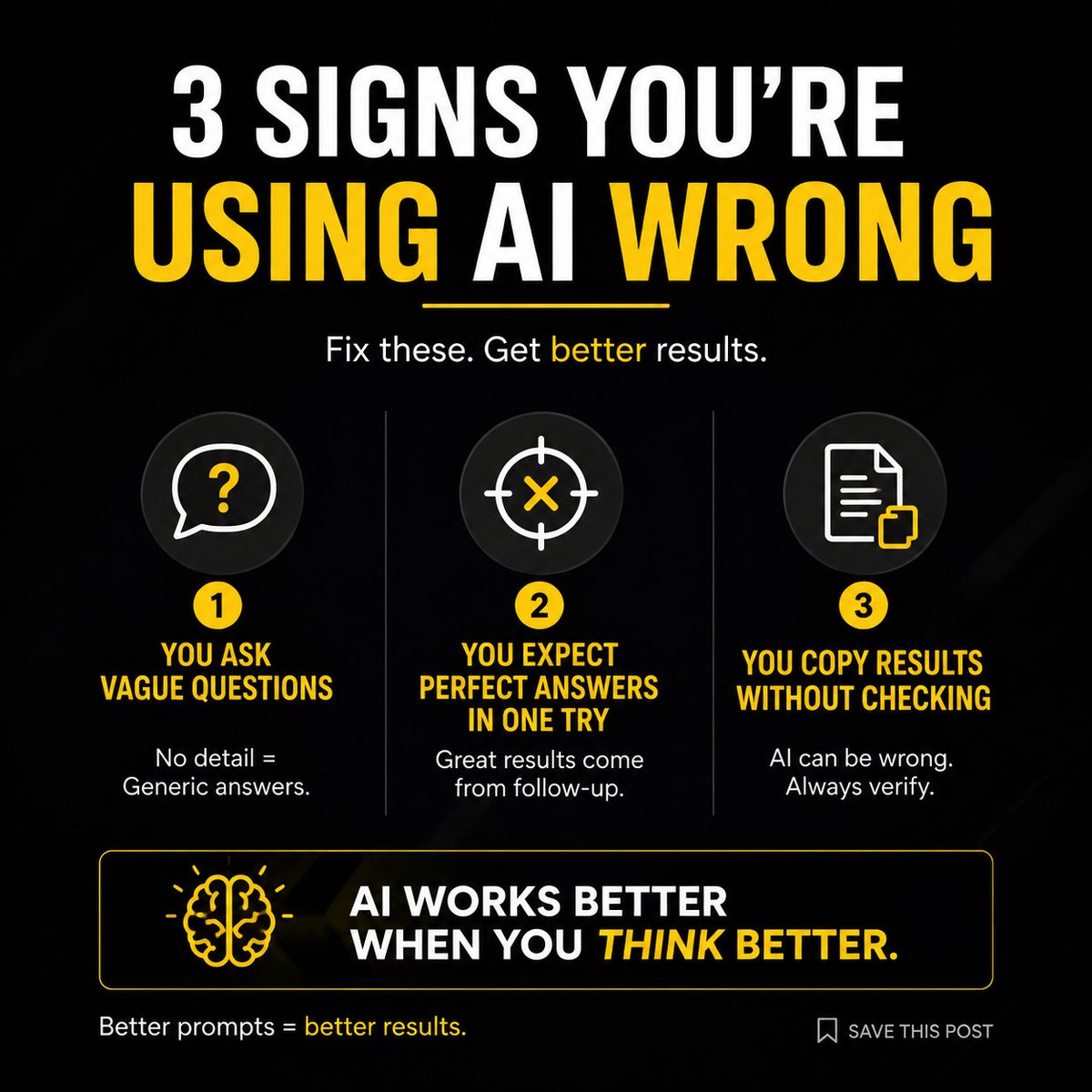Sajjad80i's tweet photo. Most people don’t get bad AI results because AI is weak.
They get bad results because they use it the wrong way.
#AI #ArtificialIntelligence #AITools #ChatGPT #ClaudeAI #MachineLearning #GenerativeAI #PromptEngineering #AIAutomation #Productivity #Tech #Technology #DigitalMarket https://t.co/KCZige3oa0