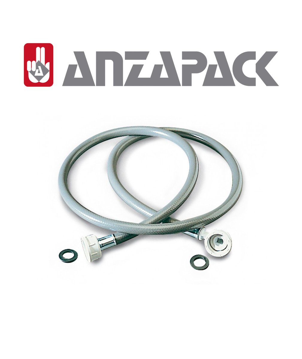 anzapack's tweet photo. Goma de entrada de agua para lavadora o lavavajillas. Fabricada en PVC con refuerzo textil, las tuercas son de nylon con roscas de 3/4", siendo una de ellas acodadas para la toma del electrodoméstico. https://t.co/1PTn1HRo5G