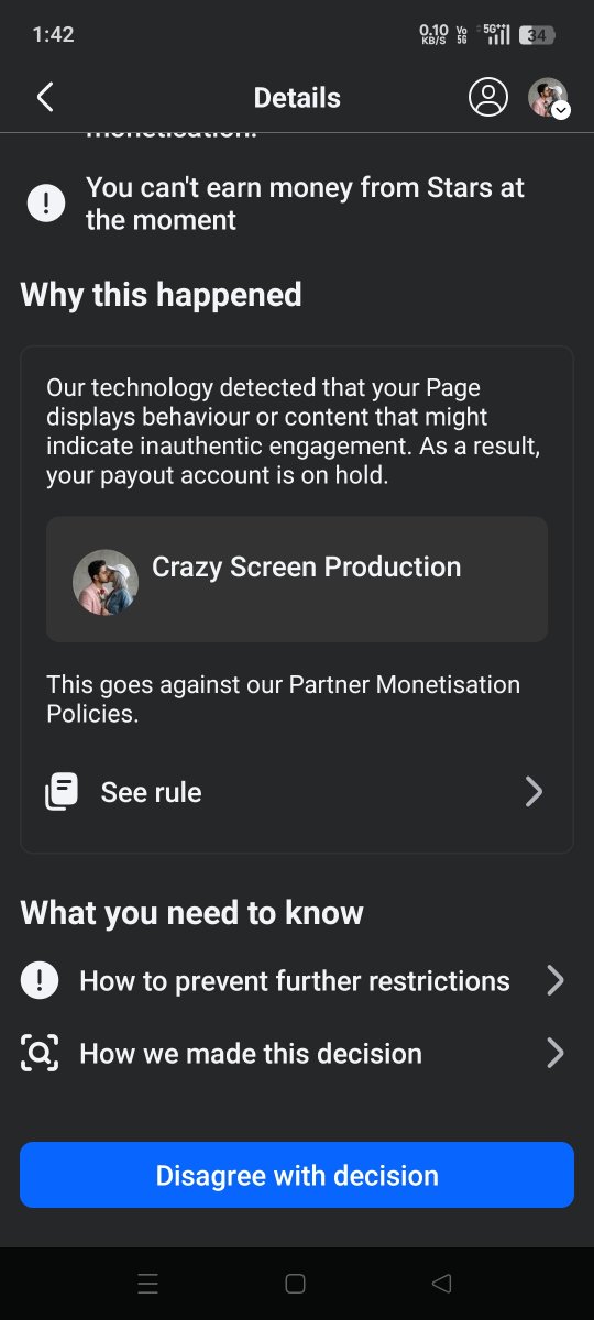 naveensingh_bth's tweet photo. Pahle mere account pe monetization suspend kiya gaya ki engagement badhaya hu phir ai quality content ko le kar kiya gaya yeh facebook ka scam h facebook creator se anurodh hai face use karna chhor de #facebook #facebookscam @facebook https://t.co/292WBFlcdg