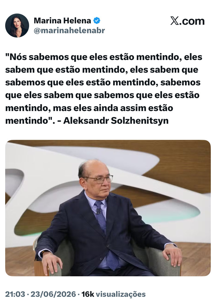 AssisA9492's tweet photo. A participação de Gilmar Mendes no #RodaViva foi recado claro: quem dita as regras são os grupos de poder e seus interesses, não é a justiça ou o estado democrático de direito …é à #TurmadoVorcaro e seus #sicários. https://t.co/gY9JX7PALW
