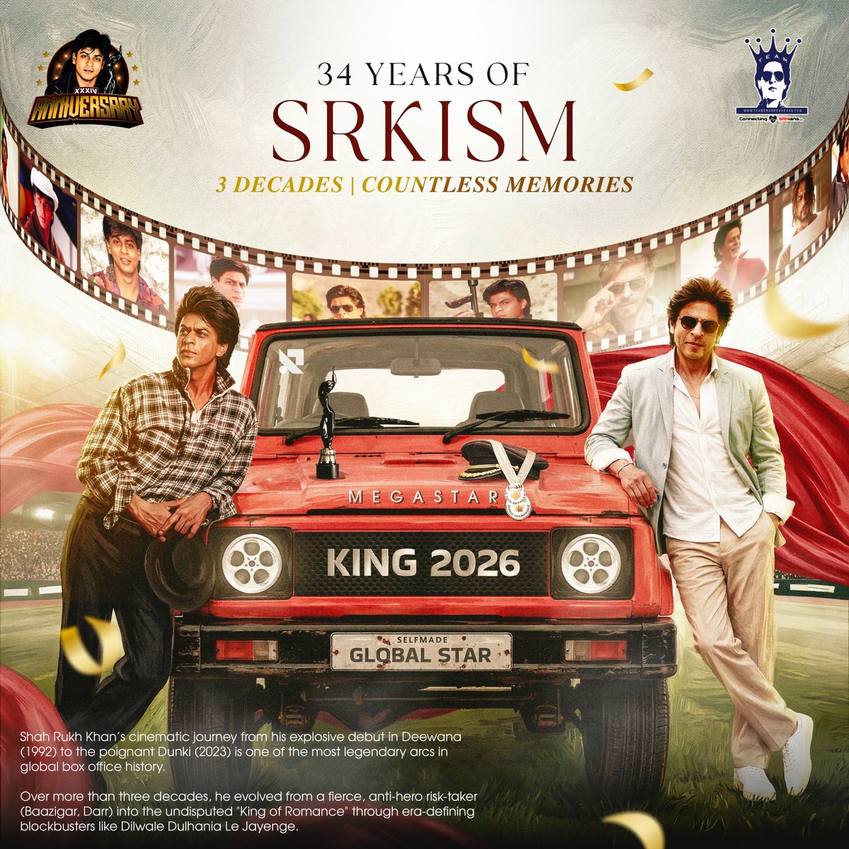 teamsrkfc's tweet photo. 👑 34 Years of SRKism - CDP 2 👑

From Deewana to King, the journey continues. ❤️

34 years of dreams, passion, inspiration, and countless memories. One name. One legacy. One emotion.

Set it as your CDP now.

@iamsrk

#34YearsOfSRK #SRK #TeamShahRukhKhan #King #ShahRukhKhan https://t.co/givnAqlGxD