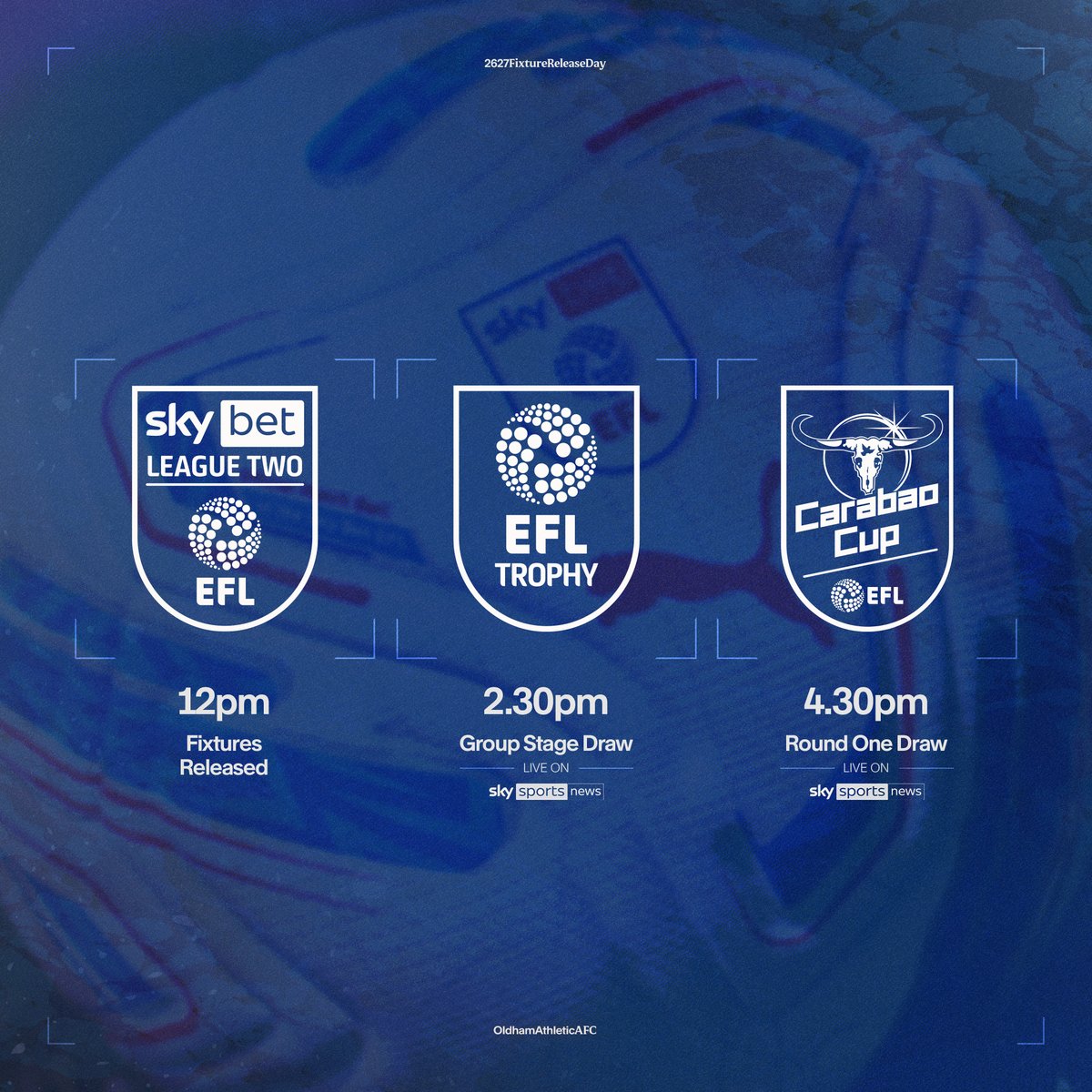 OfficialOAFC's tweet photo. ⏰ The key times for Fixture Release Day tomorrow! #oafc https://t.co/mZlGV2ciwE