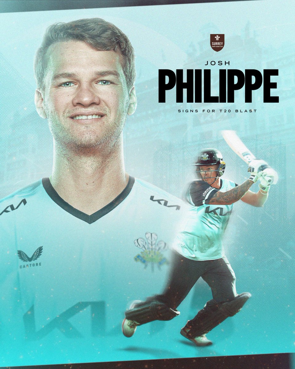 surreycricket's tweet photo. Surrey sign Josh Philippe for the Vitality Blast 🦘🪶

The Australian WK-batter is available from Friday's match at Sussex until the end of the competition 👊

🩵 | #VitalityBlast https://t.co/oRCYCLPJhZ