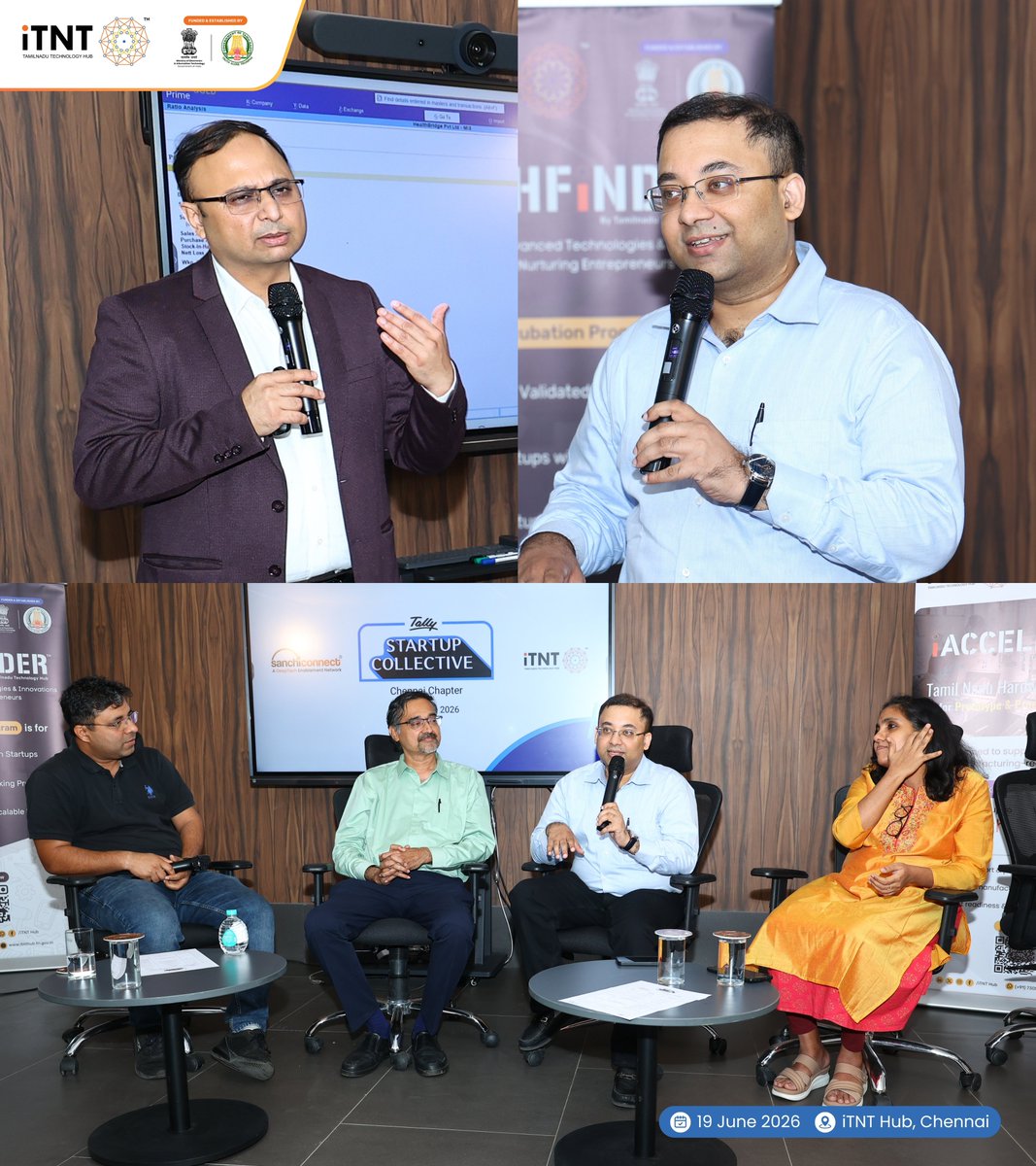 itntHub's tweet photo. 𝗧𝗮𝗹𝗹𝘆 𝗦𝘁𝗮𝗿𝘁𝘂𝗽 𝗖𝗼𝗹𝗹𝗲𝗰𝘁𝗶𝘃𝗲 | 📍𝗖𝗵𝗲𝗻𝗻𝗮𝗶 𝗖𝗵𝗮𝗽𝘁𝗲𝗿

iTNT Hub, in partnership with Tally Solutions Pvt Ltd and SanchiConnect, hosted the Tally Startup Collective - Chennai Chapter at iTNT Hub, Chennai, bringing together startup founders, investors, and ecosystem leaders.

The event commenced with a welcome address by Ms. Vanitha Venugopal, CEO, iTNT Hub, followed by expert-led sessions on capital-efficient growth, investor readiness, and the evolving role of AI in entrepreneurship.

A highlight of the event was the panel discussion on "AI Ate Your Roadmap: How Startups Should Actually Be Thinking About AI in 2026", featuring Mr. Rohit Jhunjhunwala, Partner, IN44 Capital; Mr. Dhruv Rathod, Investments, Inflection Point Ventures; Ms. Meenakshi Subramanian, Senior Principal Architect, Rocket India; and Mr.Chandrashekar Kupperi, Founder, ANOVA Corporate Services Private Limited, moderated by Sunil k Shekhawat (Dr), CEO, SanchiConnect. The discussion explored practical approaches to AI adoption, emerging opportunities, and how startups can strategically integrate AI into their growth journeys.

The event also facilitated networking opportunities and one-on-one pitch sessions, enabling startups to engage directly with investors and accelerate their innovation and growth journeys.

#DeepTech #EmergingTech #Innovation #Technology #TamilNadu #Startups #InnovateInTN #BuildTheFuture #IndiaInnovation