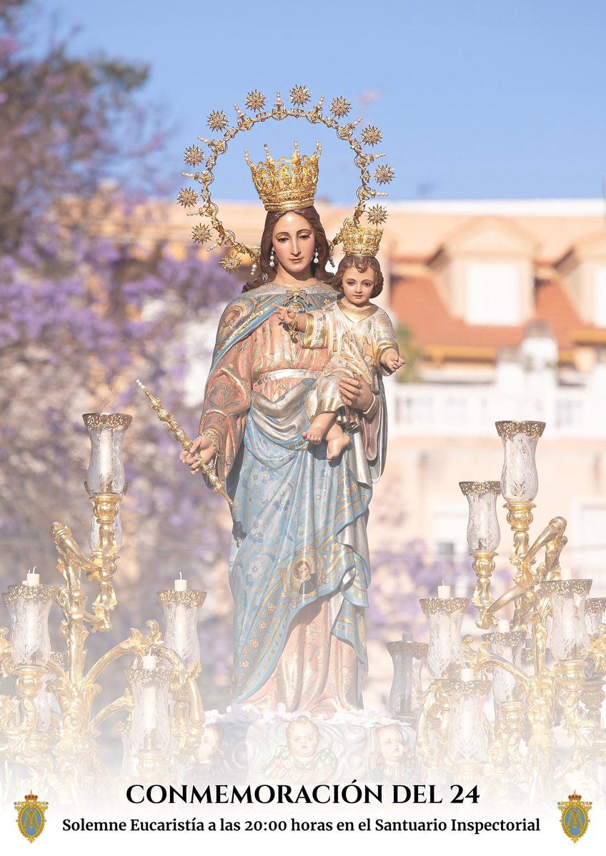 AuxiliadoraMLG's tweet photo. ¡𝑯𝒐𝒚 𝒆𝒔 𝟐𝟒!

Hoy, 24 de junio, celebramos la conmemoración de María Auxiliadora. Acude al Santuario a visitar a la Santísima Virgen. Ella nos cuida y nos protege bajo su manto. 

La eucaristía tendrá lugar a las 20:00 horas. 

📸: @j16photos.

#ProtagonistasdelaHistoria https://t.co/5ErebV9x6J