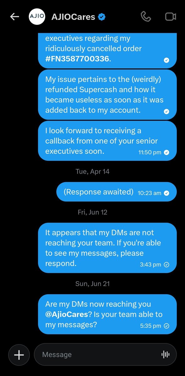 Astroculus's tweet photo. @AjioCares .@ajiocares @sandeep_marwa Could you please get your #vision checked from a qualified ophthalmologist because it seems you're unable to see my messages sent on June 12 and June 21, 2026? Evidently, the #issue of my DMs not reaching is still unresolved. Kindly check!
#trending https://t.co/AYM6Xigy8u