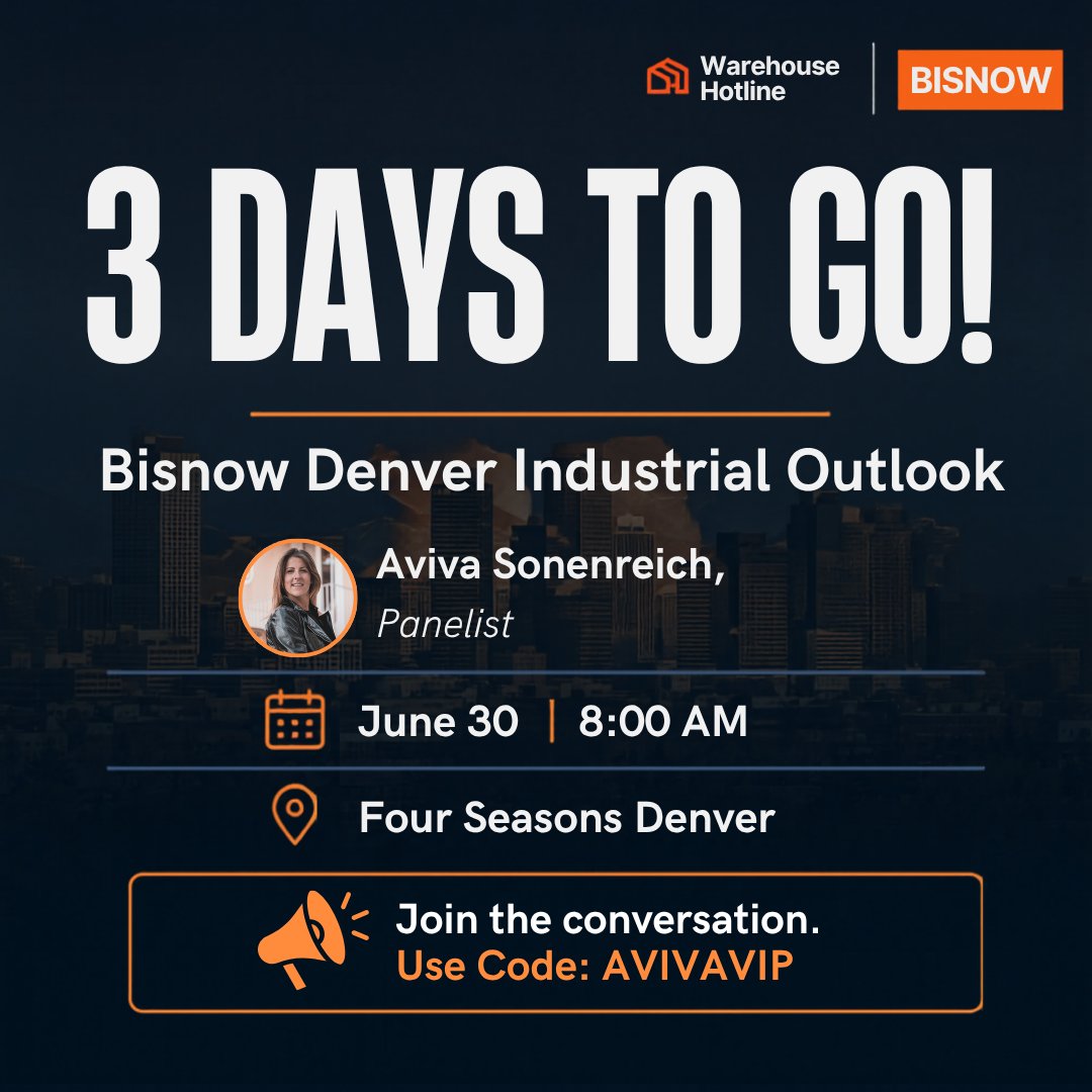 WarehouseDenver's tweet photo. The market is moving, but not always where people expect.

For anyone watching Denver industrial, this is a timely conversation to be in.

Use code AVIVAVIP to register. https://t.co/pFallw1404
