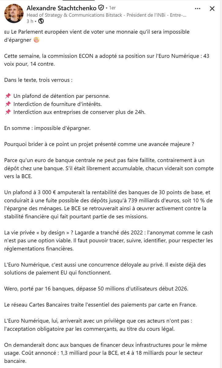 LaComplAutiste's tweet photo. Interdit d'épargner par @StachAlex 🫡
#EuroNumerique #CBDC
#Glucksmann #PlacePublique https://t.co/Hx1A5eKyZX