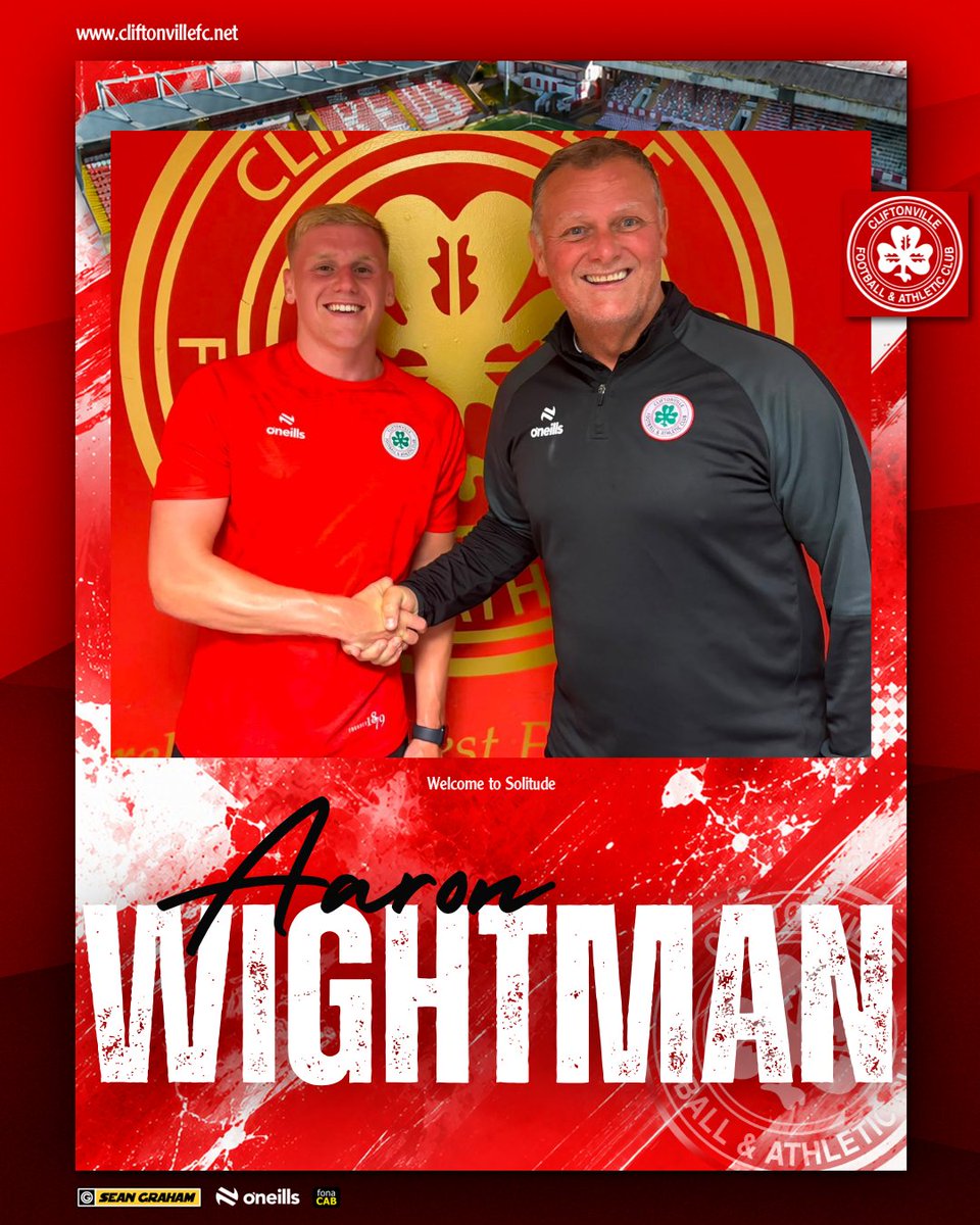 cliftonvillefc's tweet photo. ✍️ Cliftonville Football Club are delighted to announce the signing of Aaron Wightman.

➡️ https://t.co/xOP8LptOI5 https://t.co/cLKS3nctoR