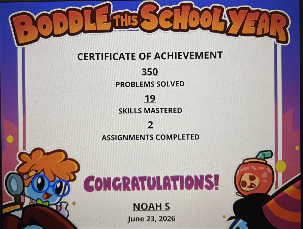MrsMartinez2025's tweet photo. Big wins for Noah, Paola, and more during our Summer @BoddleLearning Math Prep! Proud of you all for putting in the work during summer time at home❤️ https://t.co/galg7AAjni