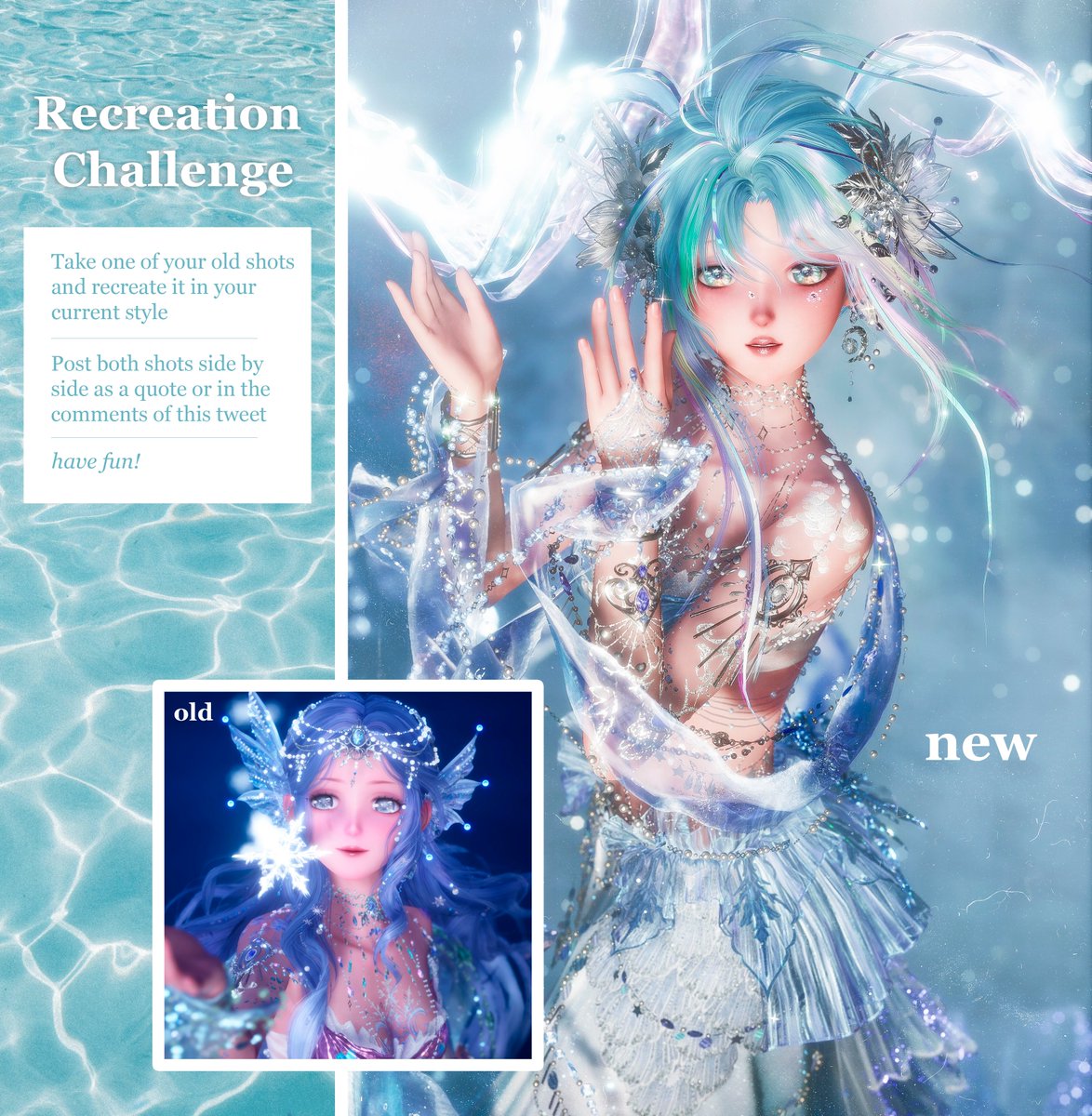 _Melonberry_'s tweet photo. Let's do something fun! I have been recreating some of my older shots in Infinity Nikki and I would love to see you do it too!
────────────﹒♡﹒────────────
⬩➤ Take one of your old shots and make a new version of it in your current style
⬩➤ Post both shots side by side as a quote to this post or post both in the comments for everyone to see
⬩➤ If you would like tell us a little about what changed in your style and way of taking shots
⬩➤ I will share my favorite ones at the half way mark of this patch
⬩➤ Have fun! <3