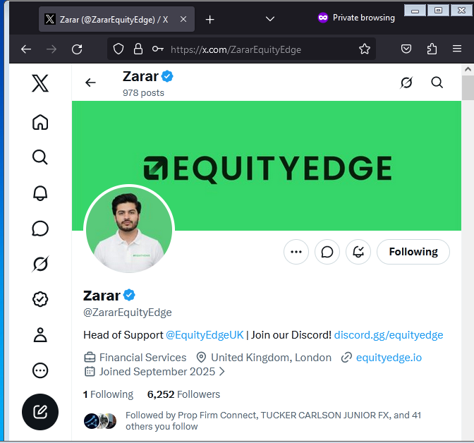 bdfx8182's tweet photo. @ZararEquityEdge @EquityEdgeUK best giveaway from popular prop firm 
all task done https://t.co/aQ9TczVZQa