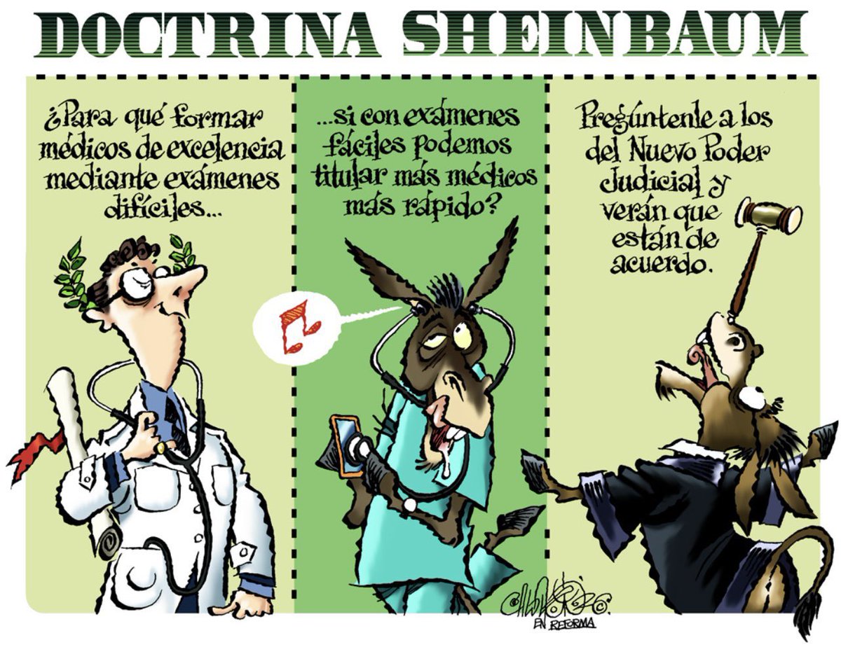 bereaguilarv's tweet photo. La lógica de la perversa Sheinbaum parece ser la misma en todo: 

Menos mérito, menos exigencia y más obediencia.
@CartonCalderon https://t.co/uY8RjNBPTv