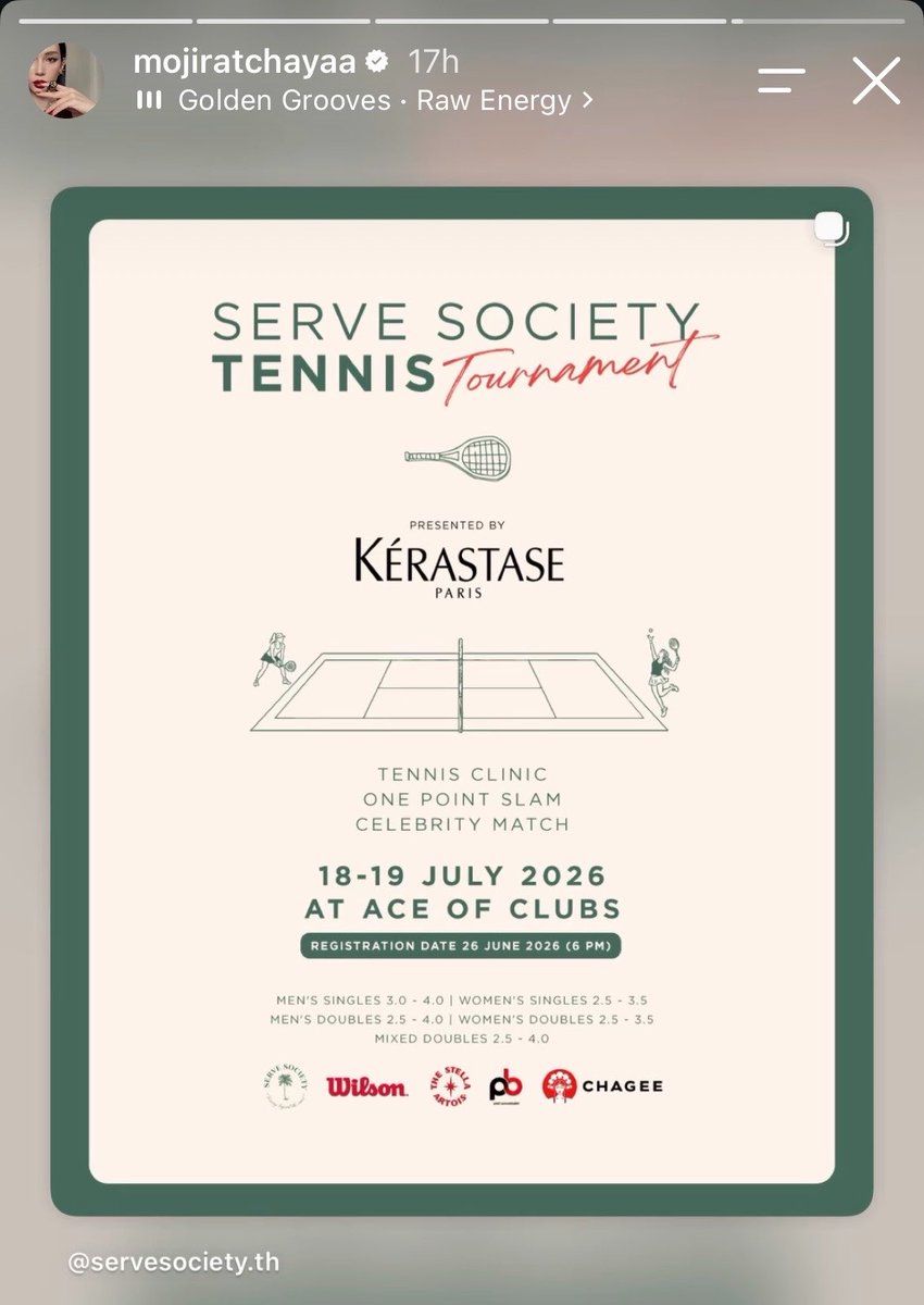 mojiratchayaOFC's tweet photo. Serve society tennis tournament 🎾 

📍 Ace of Clubs 
🗓️: 18 กรกฎาคม 2569  
 
จะมีการลงชื่อเพื่อเช็คจำนวนแฟนคลับที่จะเข้าร่วมงานเพื่อชมพี่โมตีเทนนิส  ทาง ( Note ) Line Openchat [ Mojojojo Official ] เช่นเดิม ในวันที่ 1 กรกฎาคม เวลา 20:00 น. นะคะ  

#mojiratchaya #โมจิรัชยา https://t.co/s60Du3glb8