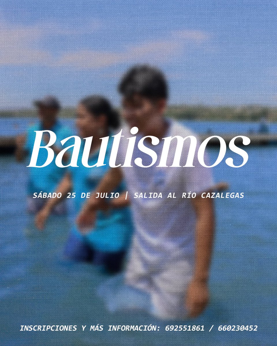 ccnuevoaposento's tweet photo. Este Sábado 25 de Julio celebraremos nuestros Bautizos en el río Cazalegas, será una hermosa jornada de fe, alegría y unidad en Cristo.
📞 Para más información y reservas: 660230452 / 692551861
#Bautismos #fyp #iglesia #cristianos #Dios https://t.co/6uJHvVwUcR