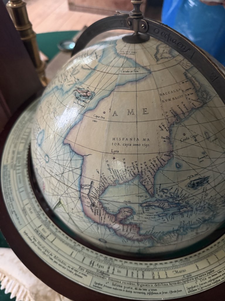 JoshW_1988's tweet photo. Despite the rain, we had a great day at Colonial Williamsburg! I can’t wait to have my 5th graders compare this globe from the 1500’s &amp; map from the 1700’s to our globes &amp; maps in order to discuss how technology has changed over time! @colonialwmsburg @KEDCGrants @passport2lead https://t.co/WQ0nrIF8fL