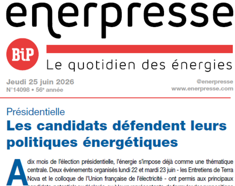 enerpresse's tweet photo. Au sommaire de @enerpresse 

🇫🇷 Elections présidentielles : les candidats défendent leurs politiques énergétiques

🇫🇷 Raccordement électrique : une réforme urgente mais délicate

🇫🇷 La @FFBatiment s’alarme du recul du marché de la rénovation énergétique https://t.co/nzAqNkYhiH
