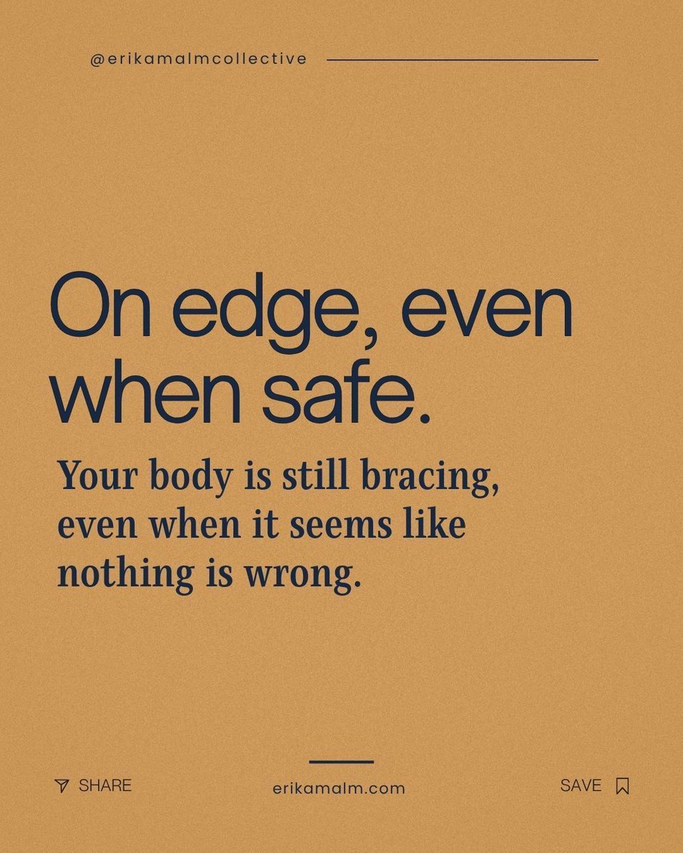 emalmcollective's tweet photo. Sometimes your nervous system asks for support long before you're aware of it.
Being on edge, reacting strongly, feeling numb, or struggling to rest aren't signs that something is wrong with you. They may be signs that your system needs care.

Swipe through... https://t.co/rYfEZUXz7f