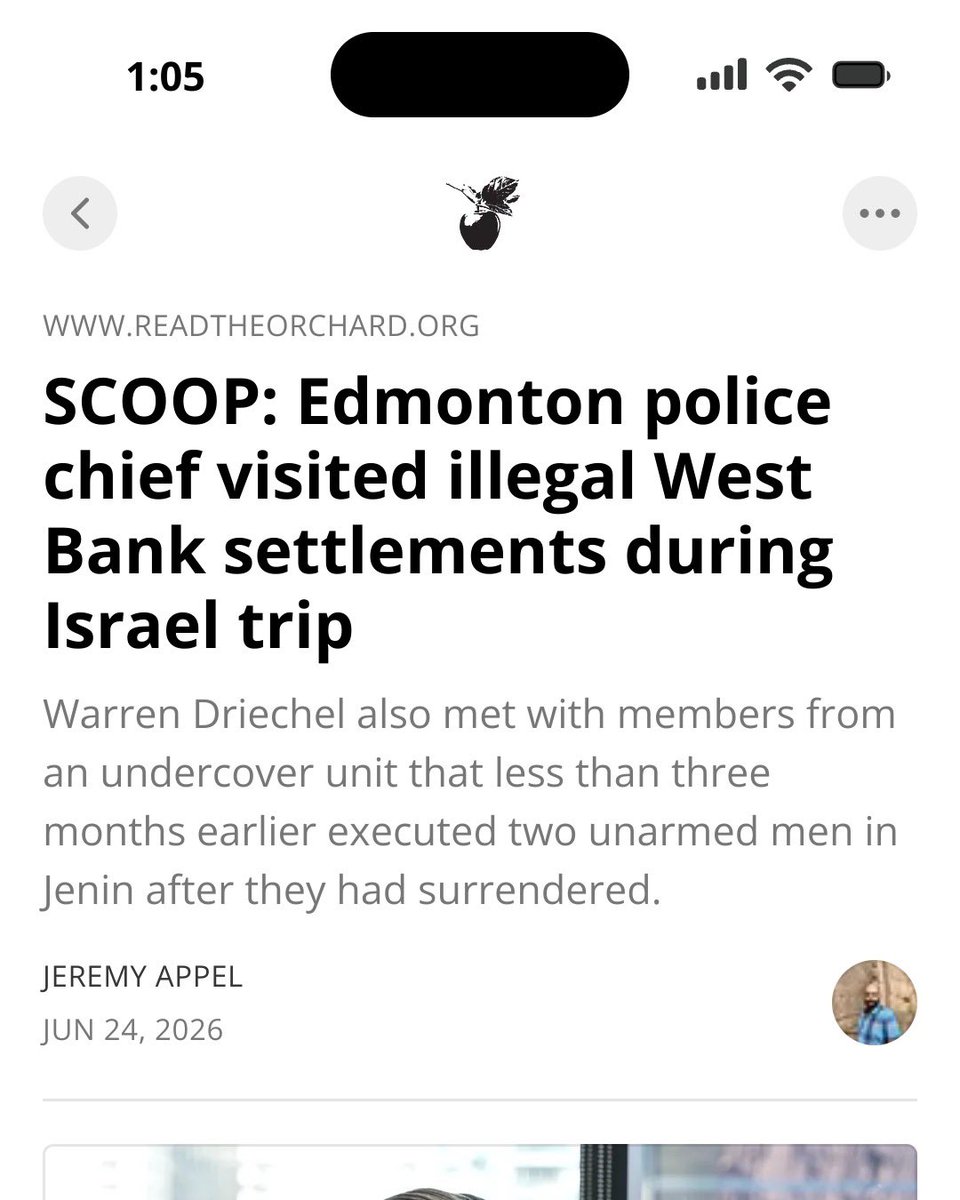 JeremyAppel1025's tweet photo. SCOOP: I obtained Edmonton police a chief Warren Driechel’s itinerary and other documents from his February 2026 trip to Israel.

@mbueckert from @CJPME says it’s “much worse than any of us expected.” https://t.co/UWr84aeamJ