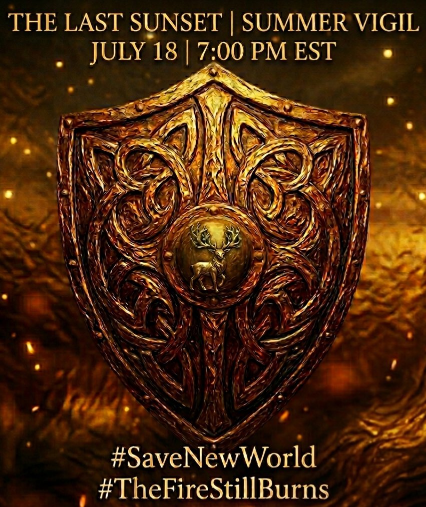 NW_Multiplayer's tweet photo. Use these pics for your cover &amp; profile on socials to help spread the word! #thelastsunset #thefirestillburns #newworldcommunity #savenewworld #newworldaeternum https://t.co/3PuxgnrkRo