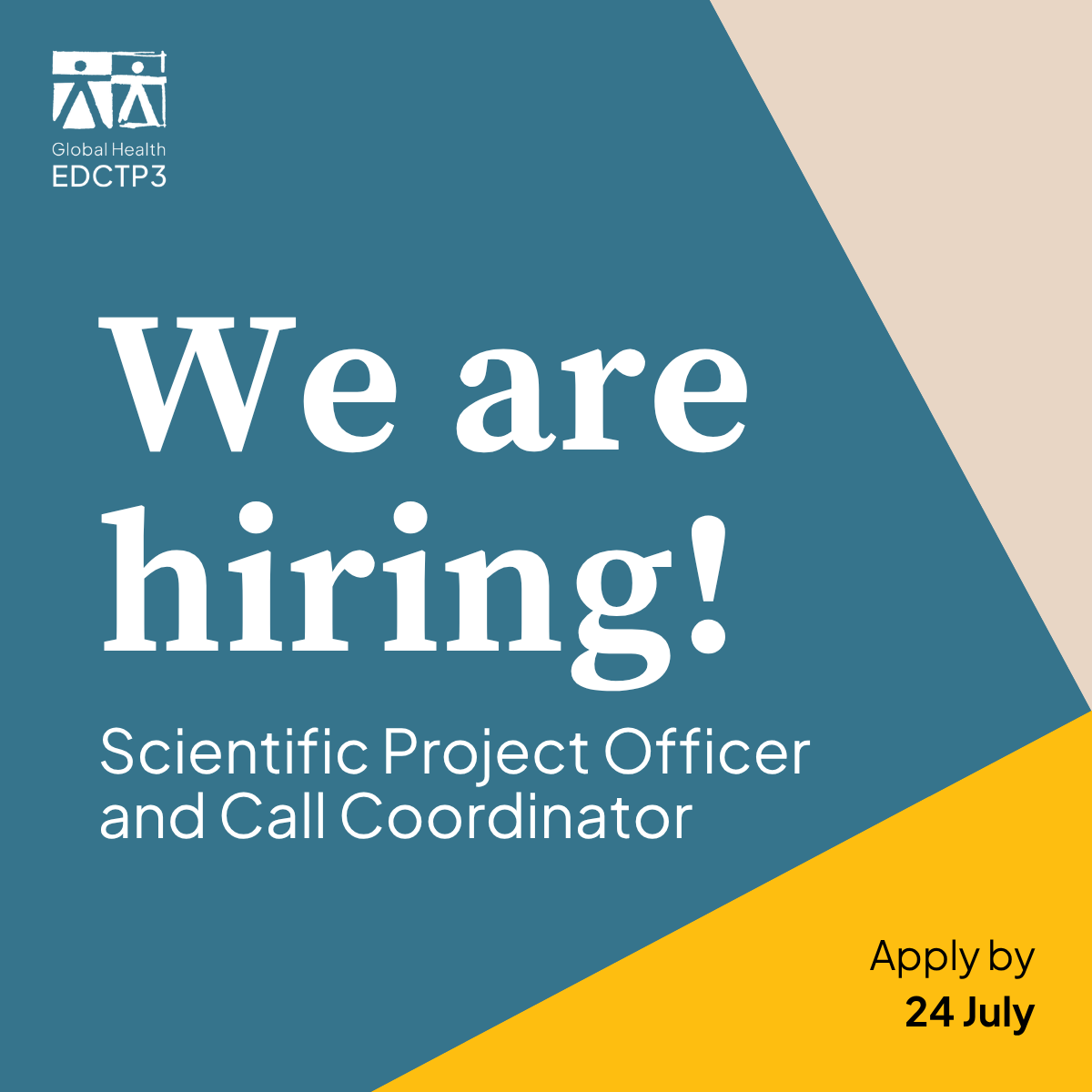 EDCTP3's tweet photo. 🚨 We are looking for a Scientific Project Officer and Call Coordinator (FG IV)

Join @EDCTP3 to support the planning, management, and coordination of research funding activities.

📍 Brussels, Belgium

🔗 Apply by 24 July 2026 at 23:59 CET: https://t.co/M7qGUKtcRF https://t.co/S6dT3UwQbN