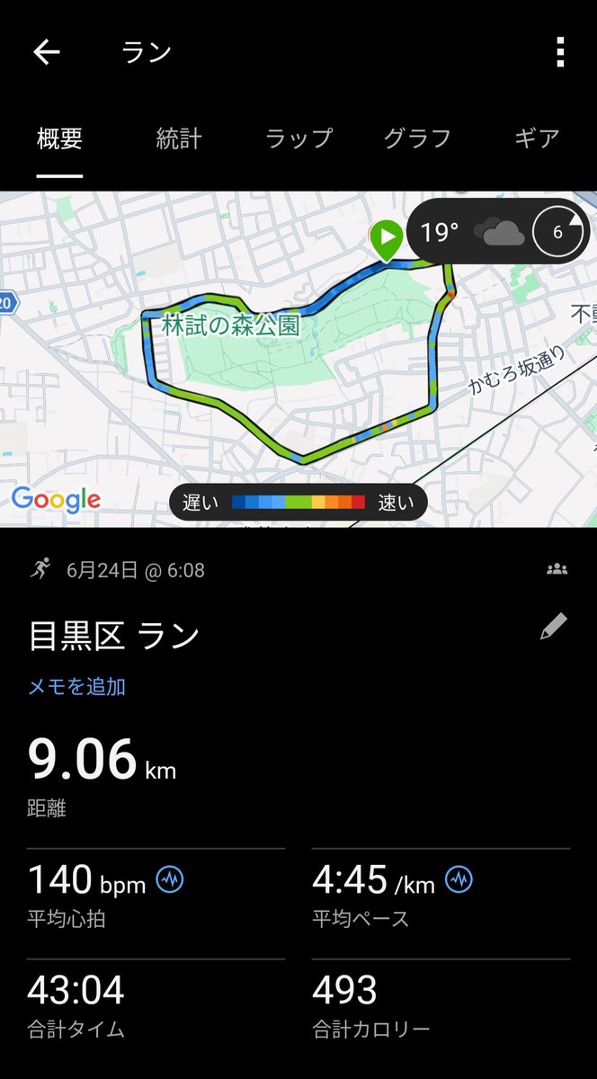 shoemanidd's tweet photo. 6/24(水)
w-up 2.3km (slow jog)
9.1km easy Ave.4'45"

pegasus turbo nn

LTインターバルをするつもりがアップのペースが上がらずこなせるイメージが無かったのでジョグに変更。一応後半はそれなりに動いていたのでまあいいか。 https://t.co/9rIgnjgaEl