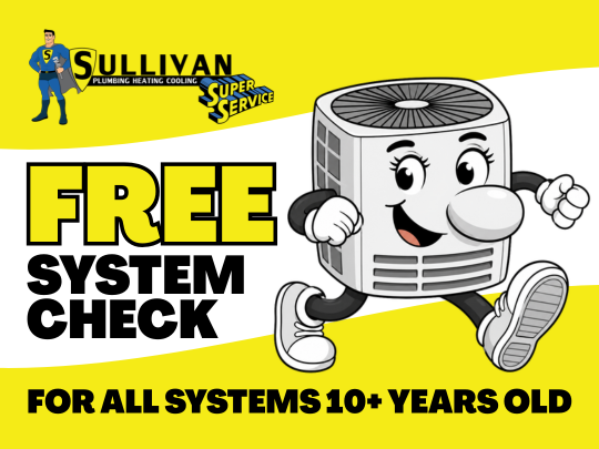 SullivanService's tweet photo. Sullivan Super Service is offering a FREE System Check for all systems 10 years or older.

Our team will inspect your system, look for signs of wear, and help you spot potential issues before they turn into bigger, more expensive problems. https://t.co/gHacXSGzsY
