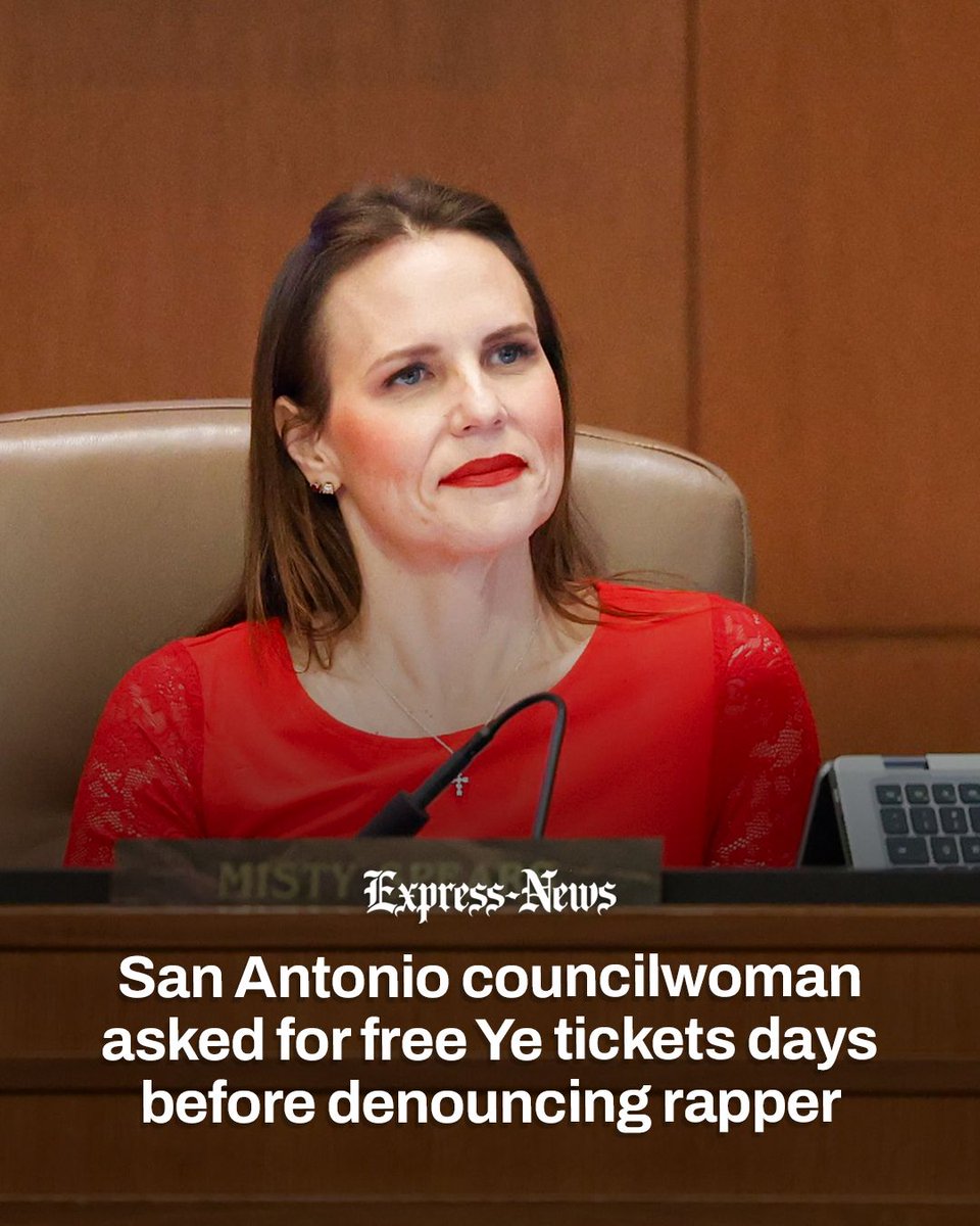 ExpressNews's tweet photo. San Antonio City Councilwoman Misty Spears was quick to denounce Ye's antisemitic rhetoric after Mayor Gina Ortiz Jones drew national attention for her push to cancel the rapper's concert — but that didn't stop Spears from asking for free tickets to the show. https://t.co/6SqOZBIKvN