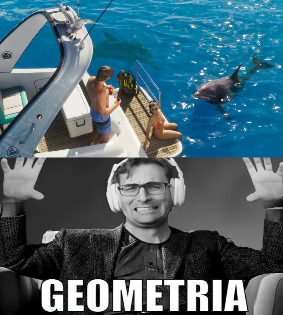 academiadgamers's tweet photo. Rockstar divulgou uma nova imagem de GTA VI com Jason e Lucia em alto-mar, destacando o visual impressionante do mar de Leonida. https://t.co/VMtTH9dHjS