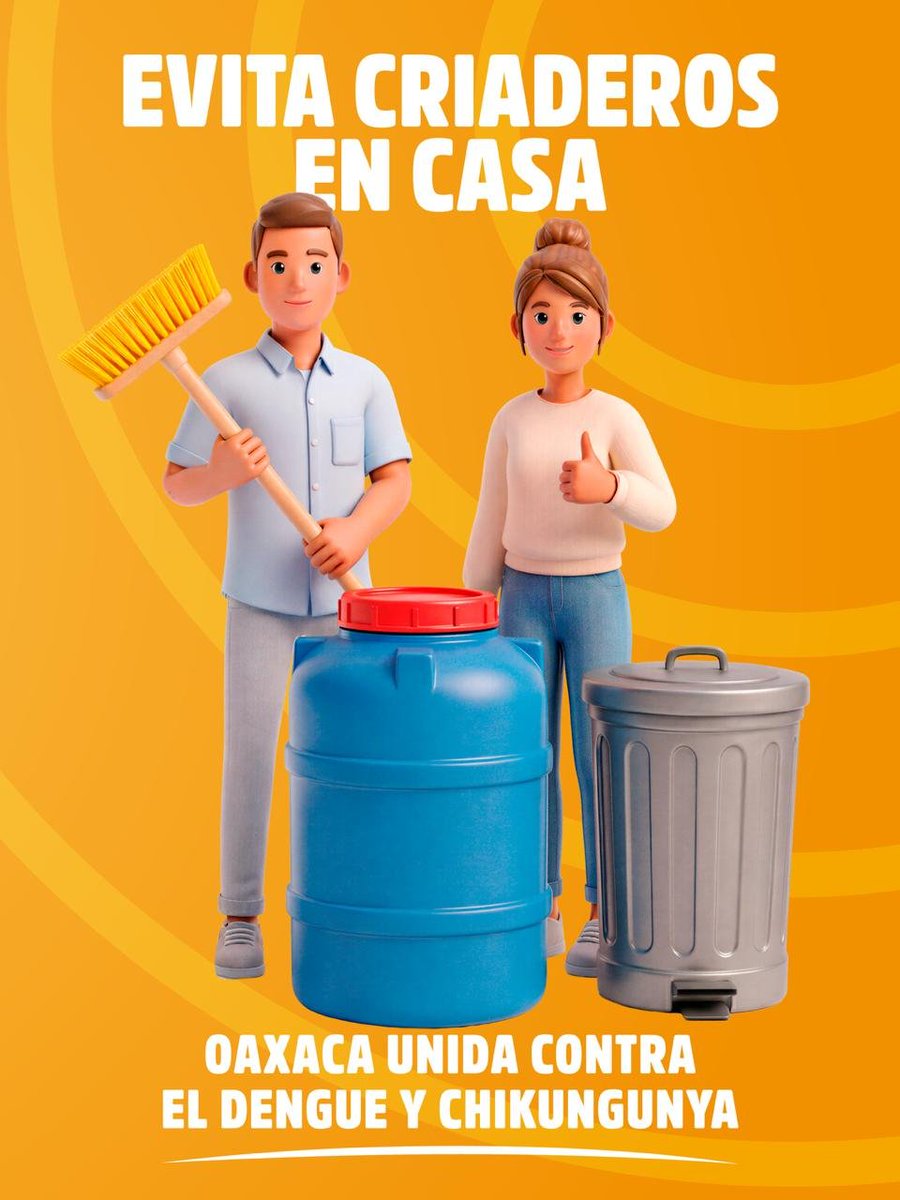 ContraProMx's tweet photo. 🦟 #ATENCIÓN   🚨 Evita crear #criaderos de #moscos, con trastos abandonados donde se concentre el agua; estos animales son los transmisores del #dengue  🏠
 
🤒 El #dengue es una enfermedad viral transmitida por la picadura del mosquito “Aedes aegypti” en la que se presentan síntomas como #fiebre, dolores #musculares, dolor de cabeza, #náuseas, #vómito o sarpullido. Ante ello, Servicios de Salud de Oaxaca (SSO) exhorta a la población a evitar acumular agua de lluvia en recipientes para eliminar la proliferación de criaderos del vector. 🪹

📝 *OTRAS RECOMENDACIONES:*
-Limpiar patios, jardines, azoteas
-Eliminar cacharros que puedan acumular agua
-Usar tela mosquitera en puertas y ventanas
-Portar ropa de manga larga y usar repelentes
 
📊 *CASOS:* 
-Al corte de la semana epidemiológica número 23, se han registrado 2 casos nuevos que suman 19 en toda la entidad
-De acuerdo con su clasificación, 5 corresponden a Dengue No Grave (DNG), 10 a Dengue Con Signos de Alarma (DCSA) y 4 a Dengue Grave (DG).
 
🏥 Se reitera el llamado a la población para que participe activamente en la jornada de lucha contra el dengue, y en caso de presentar cualquier síntoma acudan a su unidad médica más cercana y evitar la automedicación; la salud es responsabilidad de todas y todos.