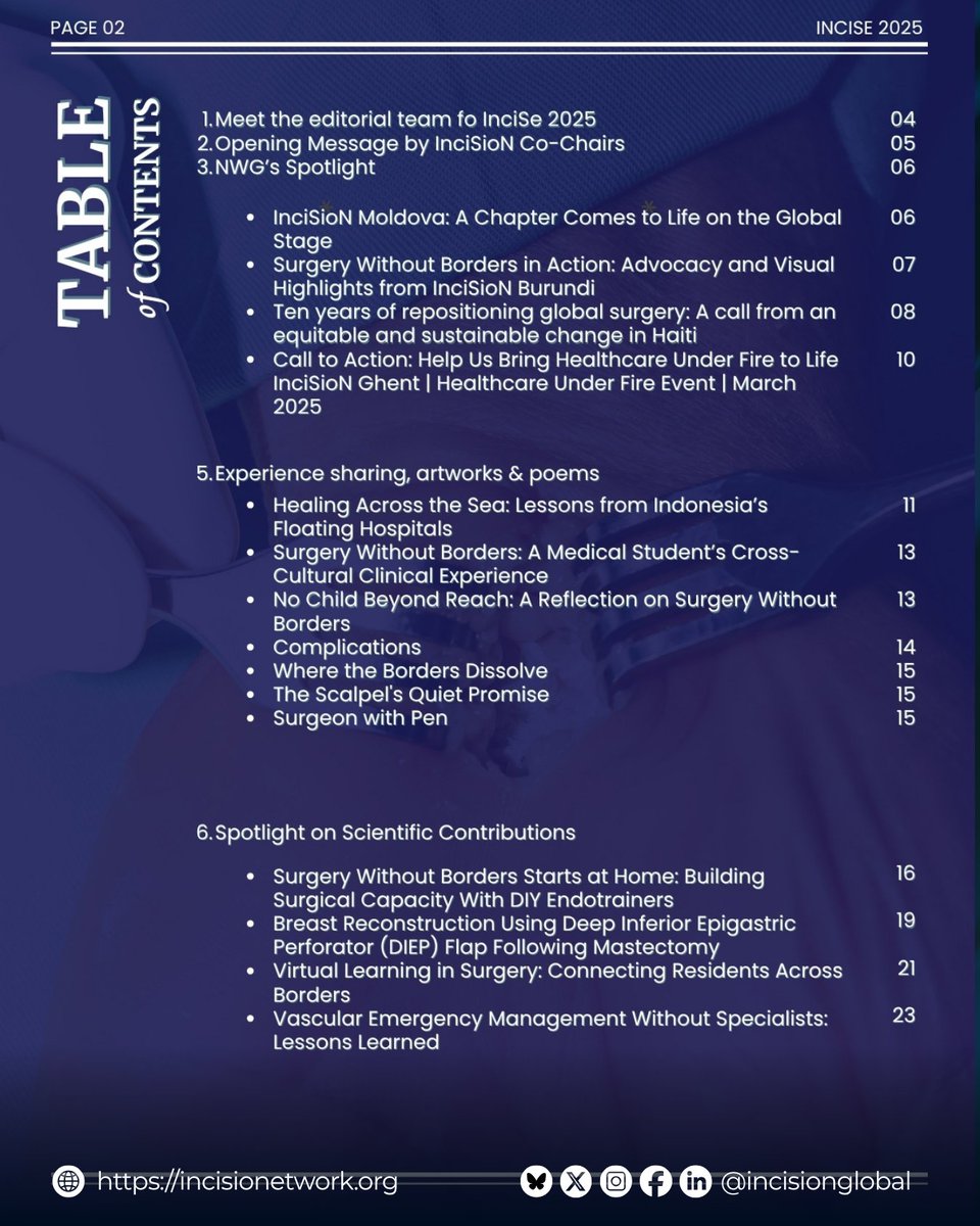 InciSioNGlobal's tweet photo. INCISE 2025: Surgery Without Borders is now available.

Stories, research and perspectives from across the global surgery movement.

Download: https://t.co/LP1FykVReF

#INCISE2025 #GlobalSurgery #TheFutureofTheOR https://t.co/tVcmSCB6G6