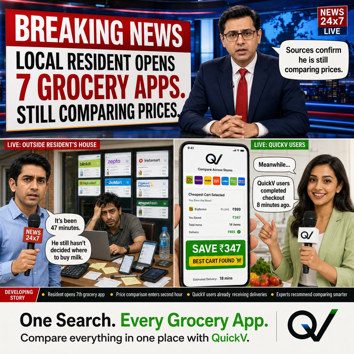 quickvapp's tweet photo. QuickV users finished comparing prices, found the cheapest cart, and checked out before the investigation concluded.

One search. Every grocery app. That's the story.

#QuickV #savemoney #groceryshopping 

For actual figures check out the QuickV app https://t.co/PxZszHB0iR