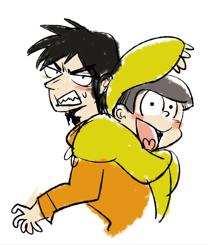 yukawa_fkmt's tweet photo. なぜかカイジが六つ子に交じっている絵が何枚か出てきたんだが、多分ダメ人間のくくりでもし松野家にカイジを放り込んだら？？という遊びをしていたと思われるよ……この時………… https://t.co/fnstzP3f93