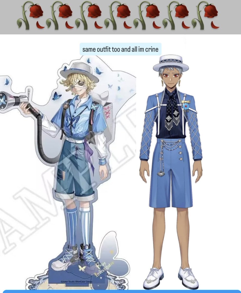 saezurii's tweet photo. both my fave characters lowkey not knowing how to dress crazy coincidence they happen to look similar bruh https://t.co/SgGiJlhirR