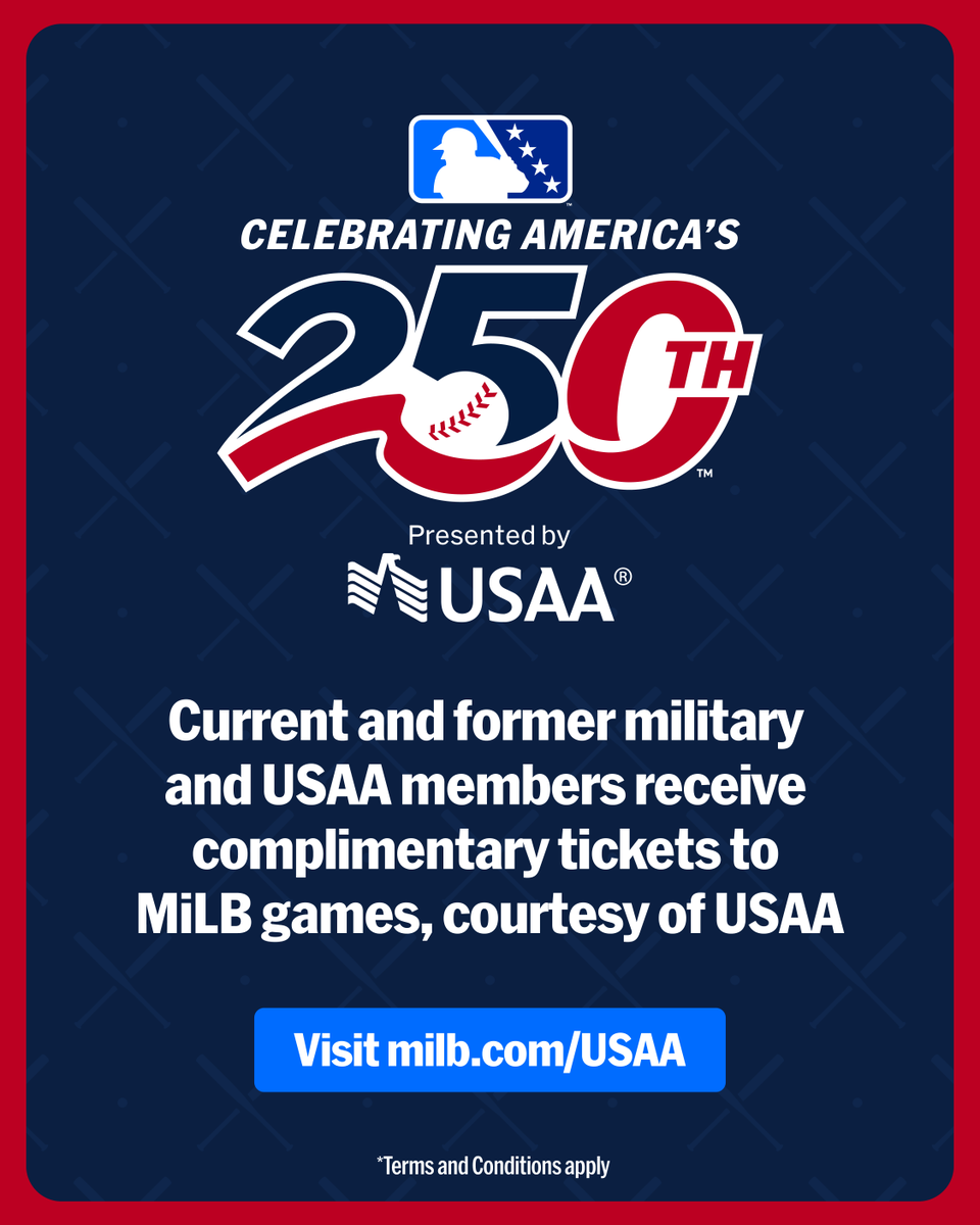 RidgeYaks's tweet photo. Current and former military and USAA members receive complimentary tickets to MiLB games, courtesy of @USAA. 

Learn more: https://t.co/LD4A5AS4Yq https://t.co/v8ySUGw03V