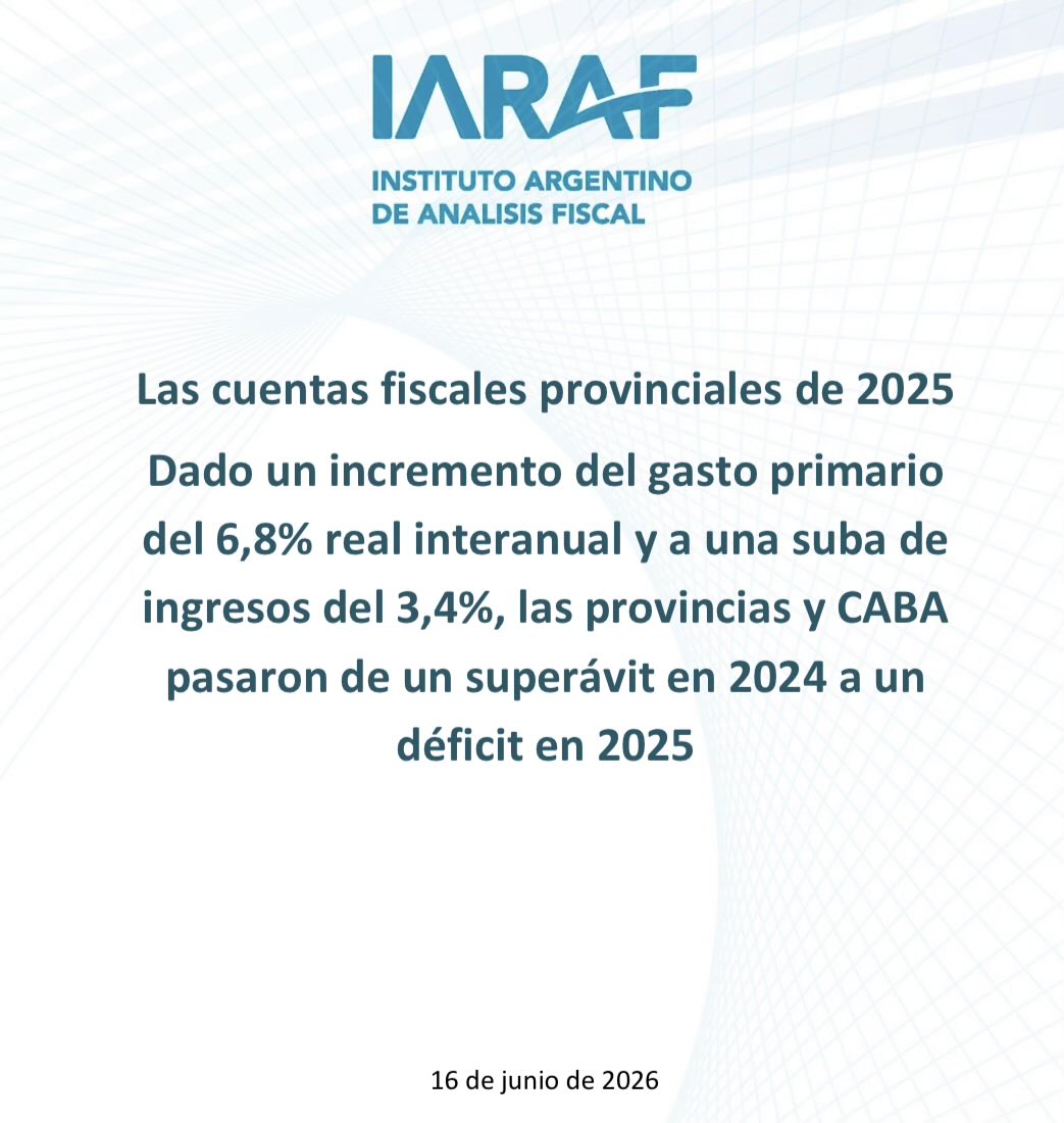 aetchebarne's tweet photo. Las críticas al gobierno están mal encaradas:
Hay que dirigirlas a donde corresponde: 
A las provincias y municipios que, lejos de ajustar los gastos siguen en la orgía del despilfarro aberrante.
Aumentaron el gasto 6.8% en términos reales en 2025.

Par que Argentina sea competitiva , provincias y municipios deben bajar el gasto, los impuestos y las tasas.