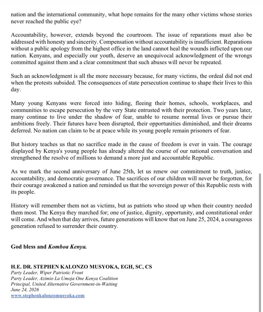 skmusyoka's tweet photo. Statement on the Second Anniversary of the June 25th Gen Z Revolution https://t.co/BhaCf5ubEp