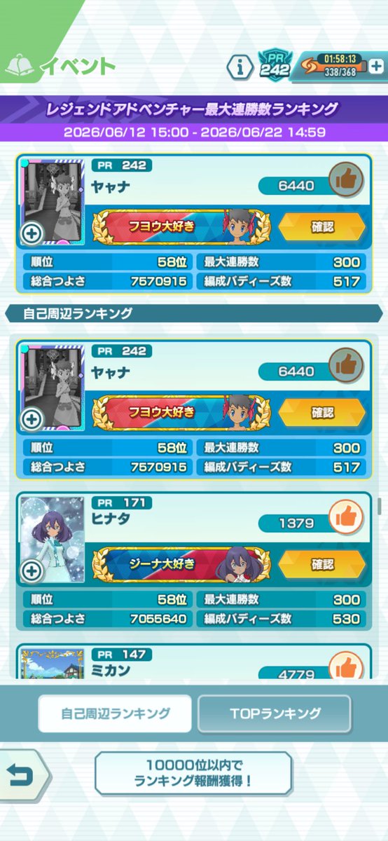 Logical_Yatoo's tweet photo. レジェンドアドベンチャー　300連勝
今回の組合わせですら時間なくてキャラ使いきれんのだから老後を迎えて時間作るしかない https://t.co/DrOS9xVhIA